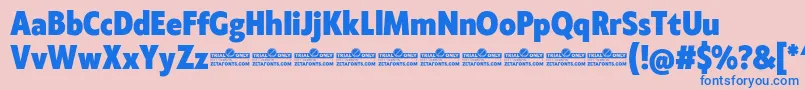 Klein Condensed ExtraBold trial Font – Blue Fonts on Pink Background