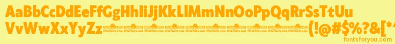 Klein Condensed ExtraBold trial Font – Orange Fonts on Yellow Background