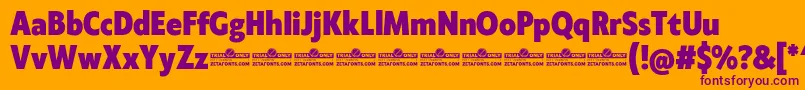 Klein Condensed ExtraBold trial Font – Purple Fonts on Orange Background