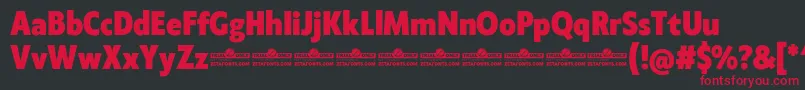 Klein Condensed ExtraBold trial Font – Red Fonts on Black Background