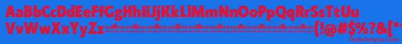 フォントKlein Condensed ExtraBold trial – 赤い文字の青い背景