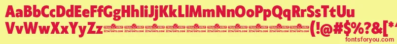 Klein Condensed ExtraBold trial Font – Red Fonts on Yellow Background