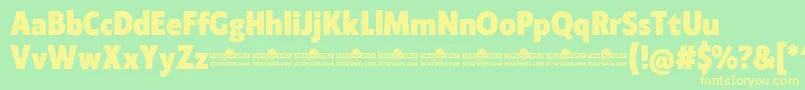Klein Condensed ExtraBold trial Font – Yellow Fonts on Green Background