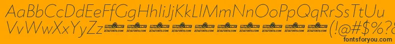 Klein ExtraLight Italic trial Font – Black Fonts on Orange Background