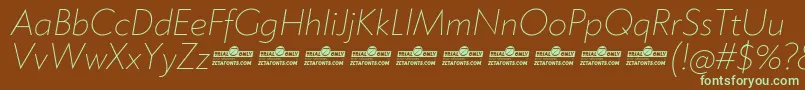 Klein ExtraLight Italic trial Font – Green Fonts on Brown Background