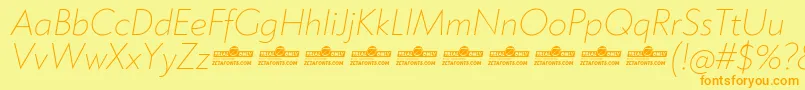 Klein ExtraLight Italic trial Font – Orange Fonts on Yellow Background