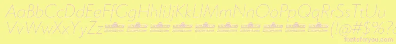 Klein ExtraLight Italic trial-Schriftart – Rosa Schriften auf gelbem Hintergrund