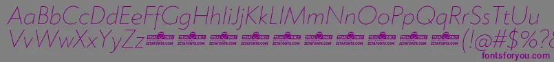 Klein ExtraLight Italic trial Font – Purple Fonts on Gray Background