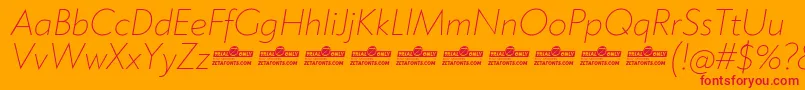 fuente Klein ExtraLight Italic trial – Fuentes Rojas Sobre Fondo Naranja