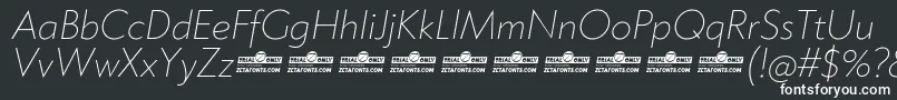 Klein ExtraLight Italic trial-fontti – valkoiset fontit