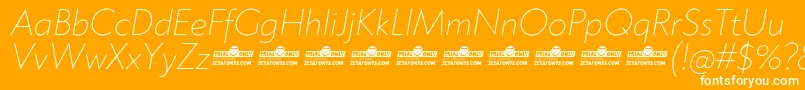 Klein ExtraLight Italic trial Font – White Fonts on Orange Background