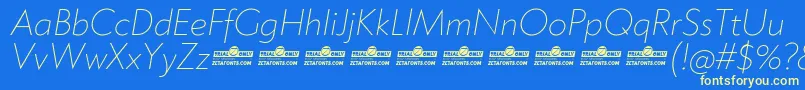 Klein ExtraLight Italic trial Font – Yellow Fonts on Blue Background