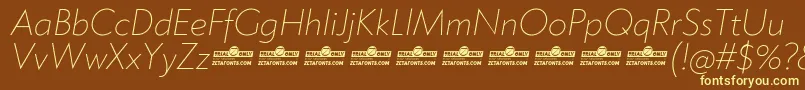 Klein ExtraLight Italic trial Font – Yellow Fonts on Brown Background