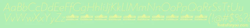 Klein ExtraLight Italic trial Font – Yellow Fonts on Green Background