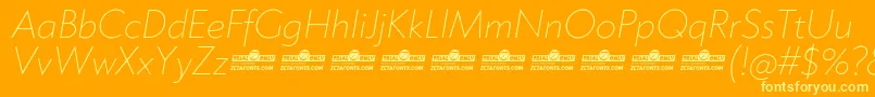 Klein ExtraLight Italic trial Font – Yellow Fonts on Orange Background