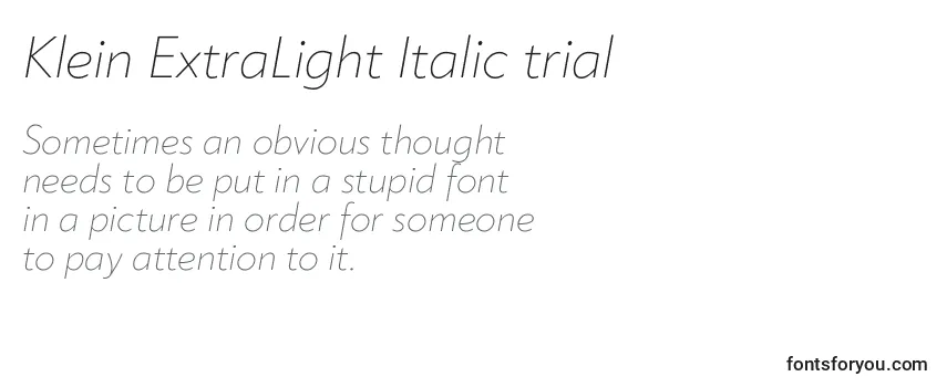 Шрифт Klein ExtraLight Italic trial