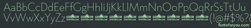 Klein ExtraLight trial Font – Green Fonts on Black Background