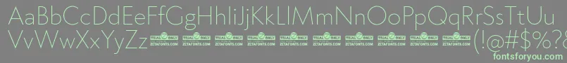 Fonte Klein ExtraLight trial – fontes verdes em um fundo cinza