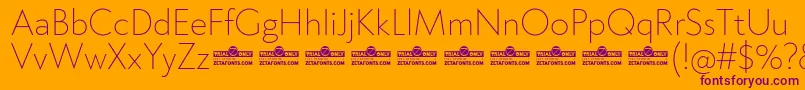 Klein ExtraLight trial Font – Purple Fonts on Orange Background