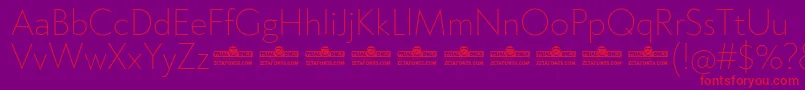 Klein ExtraLight trial-Schriftart – Rote Schriften auf violettem Hintergrund