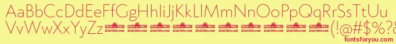 フォントKlein ExtraLight trial – 赤い文字の黄色い背景