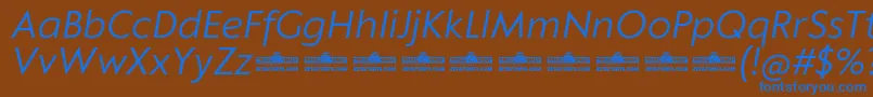 Шрифт Klein Text Book Italic trial – синие шрифты на коричневом фоне