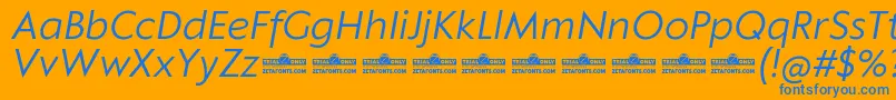 Klein Text Book Italic trial Font – Blue Fonts on Orange Background