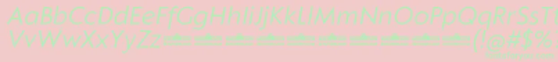 フォントKlein Text Book Italic trial – ピンクの背景に緑の文字