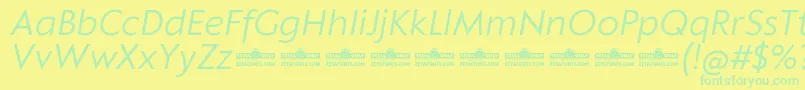 Klein Text Book Italic trial Font – Green Fonts on Yellow Background
