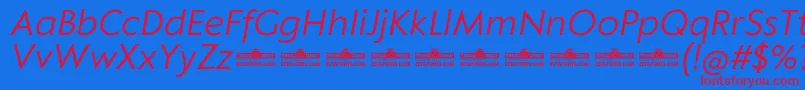 Klein Text Book Italic trial Font – Red Fonts on Blue Background