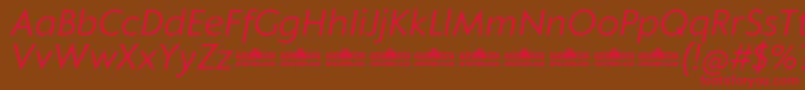 Klein Text Book Italic trial Font – Red Fonts on Brown Background