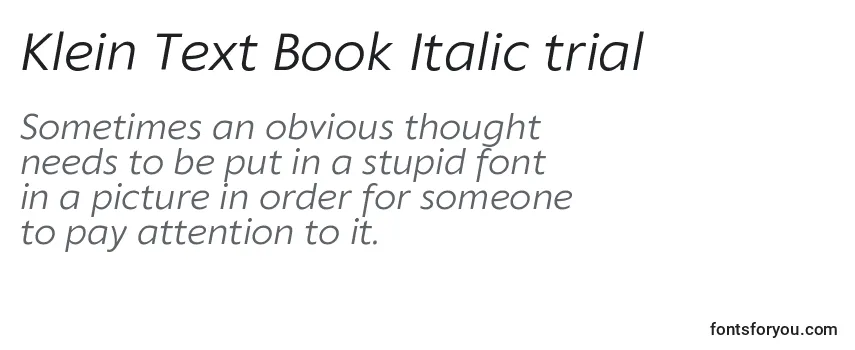 Fuente Klein Text Book Italic trial