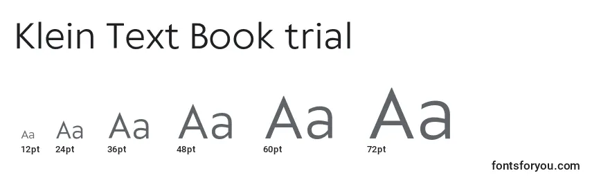 Klein Text Book trial Font Sizes