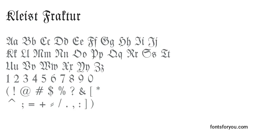 Шрифт Kleist Fraktur – алфавит, цифры, специальные символы