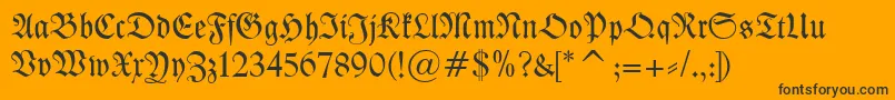 Шрифт Kleist Fraktur – чёрные шрифты на оранжевом фоне