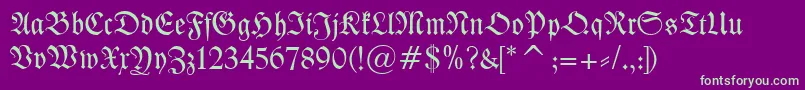 Kleist Fraktur-fontti – vihreät fontit violetilla taustalla