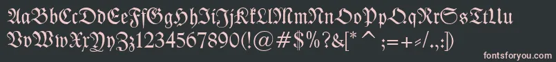 Kleist Fraktur-fontti – vaaleanpunaiset fontit mustalla taustalla