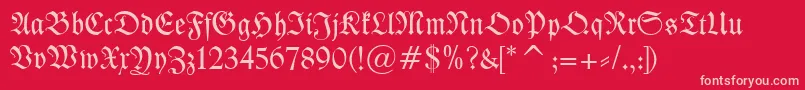 Kleist Fraktur-fontti – vaaleanpunaiset fontit punaisella taustalla