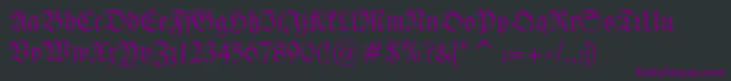 Kleist Fraktur-fontti – violetit fontit mustalla taustalla