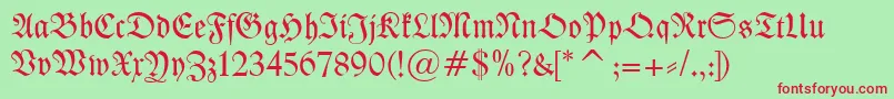 Kleist Fraktur Font – Red Fonts on Green Background
