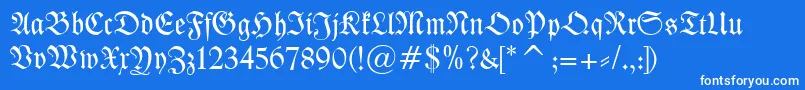 Kleist Fraktur-fontti – valkoiset fontit sinisellä taustalla