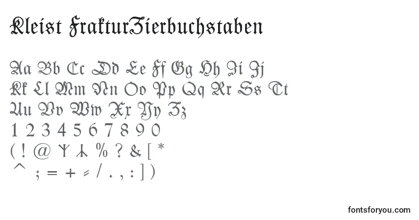 Czcionka Kleist FrakturZierbuchstaben – alfabet, cyfry, specjalne znaki