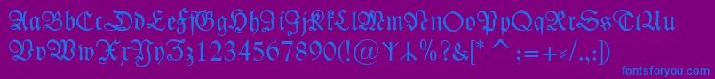 Kleist FrakturZierbuchstaben-Schriftart – Blaue Schriften auf violettem Hintergrund
