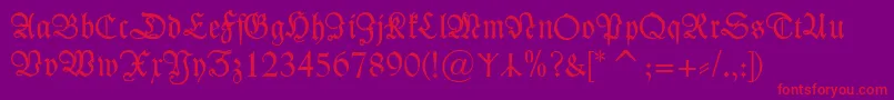 Kleist FrakturZierbuchstaben Font – Red Fonts on Purple Background