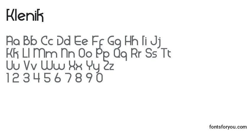 Klenik-fontti – aakkoset, numerot, erikoismerkit