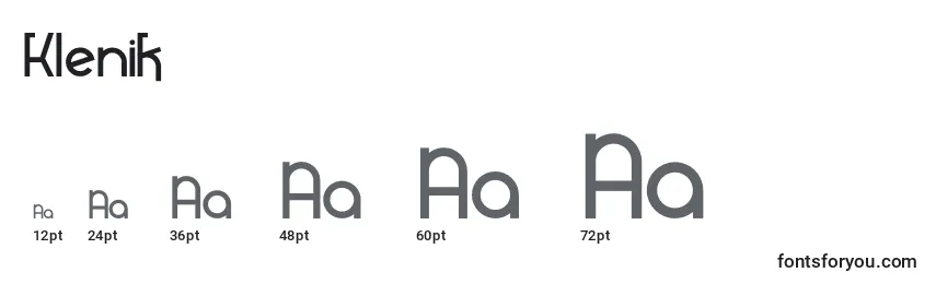 Größen der Schriftart Klenik