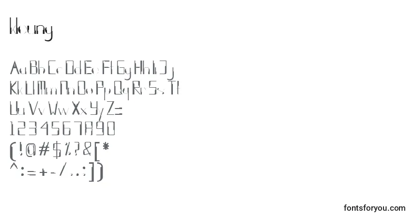 Schriftart Kleung – Alphabet, Zahlen, spezielle Symbole