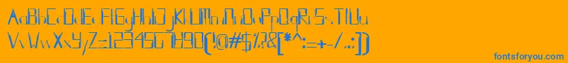 kleung-Schriftart – Blaue Schriften auf orangefarbenem Hintergrund