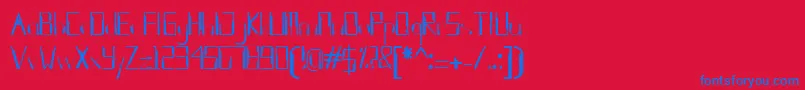 kleung-Schriftart – Blaue Schriften auf rotem Hintergrund