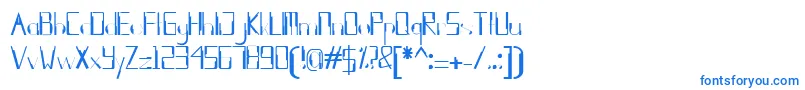 kleung-Schriftart – Blaue Schriften auf weißem Hintergrund
